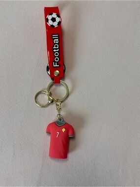 Othr Red Football Keychain with Jersey Charm